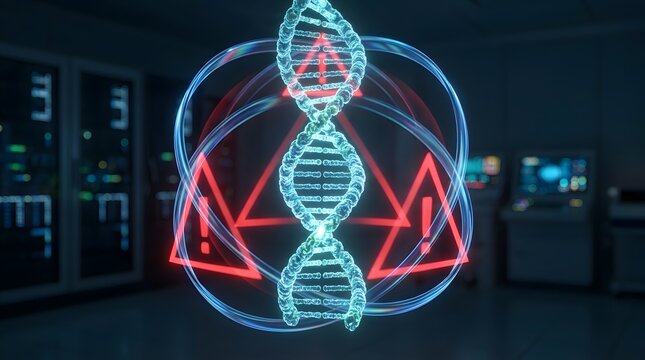 Warning signs around dna helix for genetic modification risk