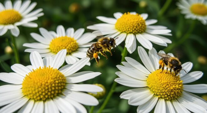 Close-up of blooming daisies with yellow and white petals in nature.