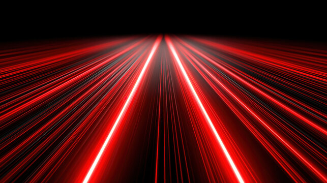 Red light streaks across dark abstract background with fast motion and glowing lines creating dramatic futuristic energy