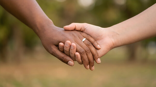 Diverse hands holding each other in a gesture of unity and support for international peace day celebration