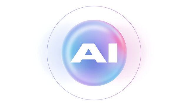 Abstract artificial intelligence concept icon in gradient sphere with artificial
