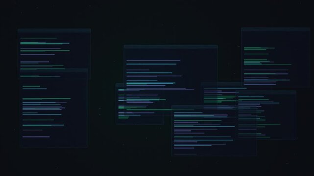 Abstract digital interface with floating data multiple transparent digital