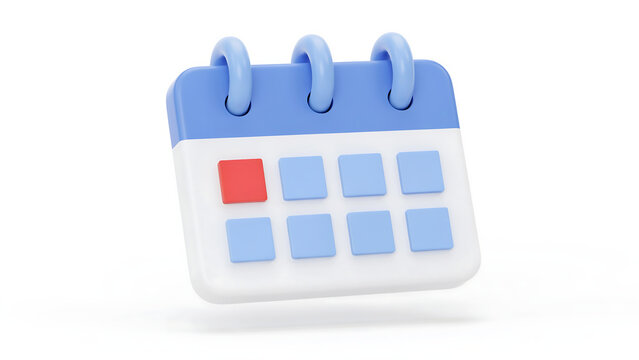 3D isometric calendar icon illustrating important date and scheduling concept
