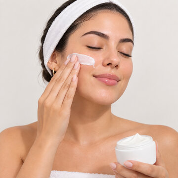 Rutina de cuidado de la piel con hidratante facial