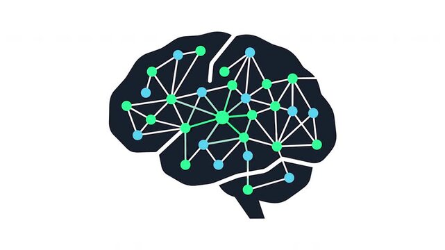 Brain neural network icon with glowing connection nodes representing artificial intelligence
