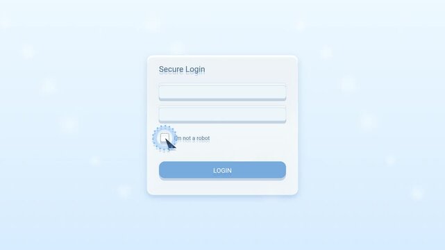 Secure Login Verification Interface with Animated Check Box in Soft Blue Background