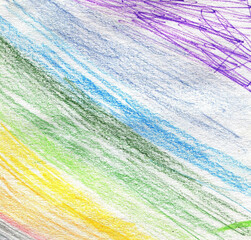 Vibrant Multicolored Crayon Scribble Background with Abstract Artistic Diagonal Pastel Texture
