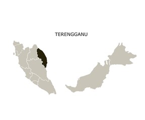 Terengganu State Highlighted on Malaysia Map for Vector Illustration Isolated on White Background © Muhamad Afzamiman
