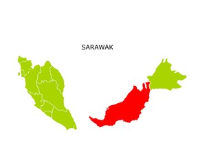 Sarawak State Highlighted on Malaysia Map for Vector Illustration Isolated on White Background © Muhamad Afzamiman
