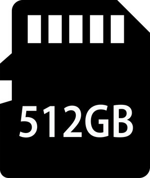 512GB Memory Card Storage Icon for Digital Device Capacity PNG Transparent Background