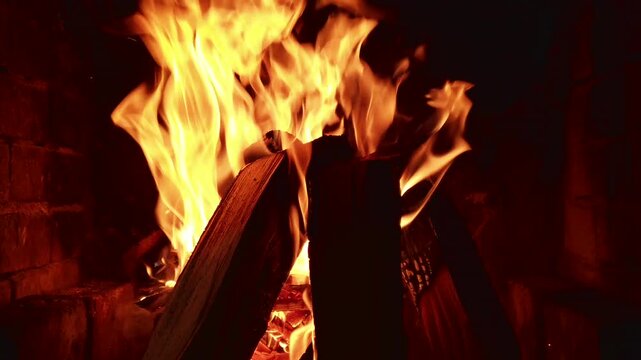 Watching flames dance in a fire pit on a cool evening in the backyard with friends enjoying warmth and snacks