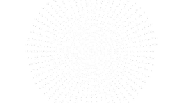 Minimalist black and white geometric spiral patterns expanding on a clean white background