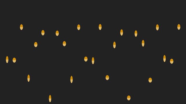 Orange medicinal capsules bouncing in a repetitive pattern against a dark background