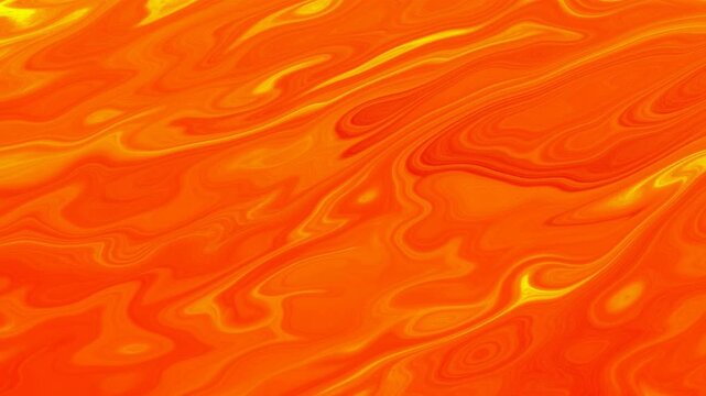 Abstract orange and yellow swirling liquid pattern with glossy highlights, layered curves, smooth gradients, rich contrast, and vibrant warm tones for bold decorative background use