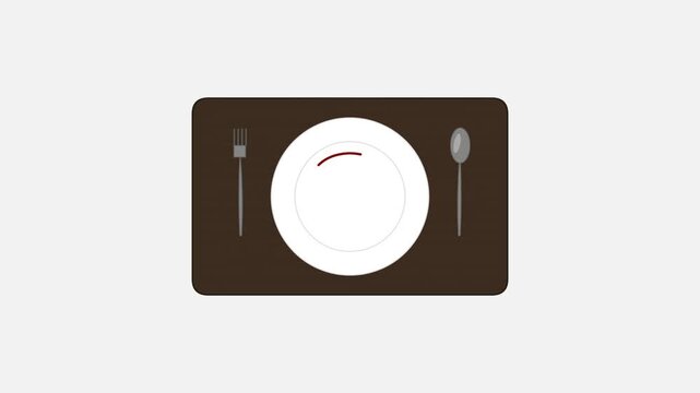 Minimalist Diner Table Setting with Plate and Cutlery Illustration