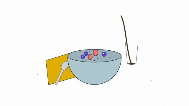 Healthy Morning Breakfast Illustration with Cereal Bowl and Coffee
