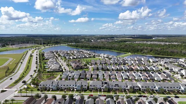 Rows and rows of newly constructed homes in the fast expanding Lake Nona area of Orlando in Orange County, Florida.	