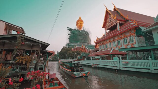 Thailand temple Wat Paknam Phasi Charoen famous landmark and popular travel destination Bangkok, Thailand