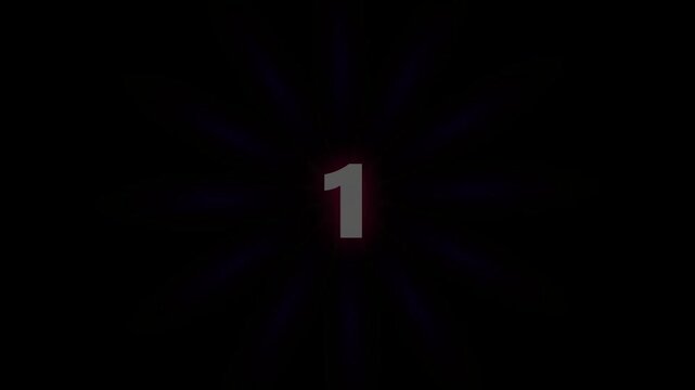 Modern Five Second Countdown with Glowing Neon Floral Pattern and Color Transition on Black Background
