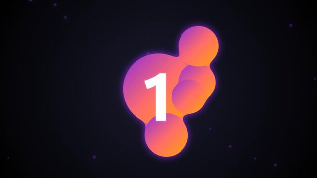 Modern Abstract Liquid Countdown Timer 5 to 1 with Vibrant Purple and Orange Gradient Metaballs
