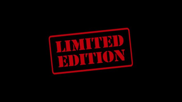 Limited edition stamp with red ink, black background, 4K video.