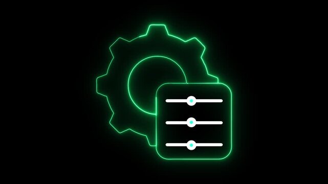 Glowing neon Settings sliders Icons sliders animation, representing mechanics, settings, and technology on background.