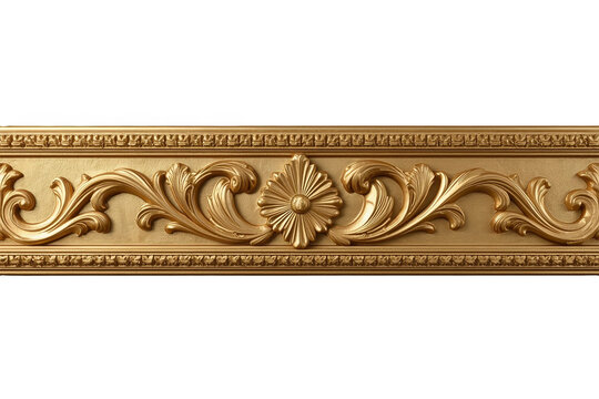 Narrow antique gold floral decorative border
