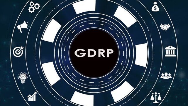 General data protection regulation gdpr concept circular interface digital motion.