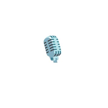microphone isolated on white background,Classic retro style microphone vector illustration with minimalist design in light blue and gray, very suitable for podcast icons, radio broadcasts