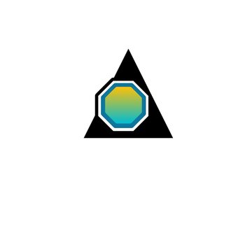 abstract logo design,Vector illustration of an abstract logo featuring an octagonal geometric shape with modern and dynamic green to yellow color gradations