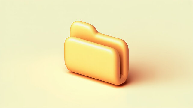 Yellow folder object with rounded edges a 3d rendering on a pale background