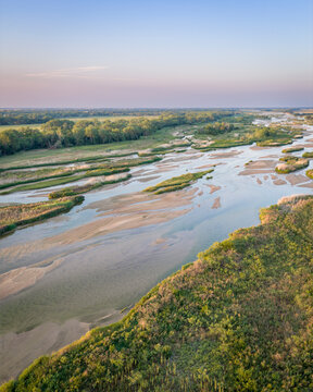 summer sunset over the Platte River and plains near Kerney, Nebraska