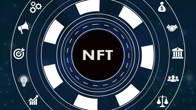 Futuristic digital nft technology interface motion graphic background.
