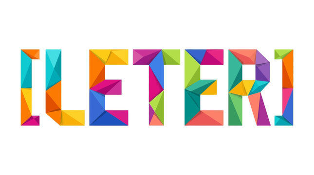 Colorful Low Poly Geometric Typography Text Design