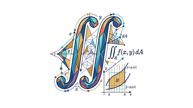 Mathematical Double Integral Symbol Geometric Artwork