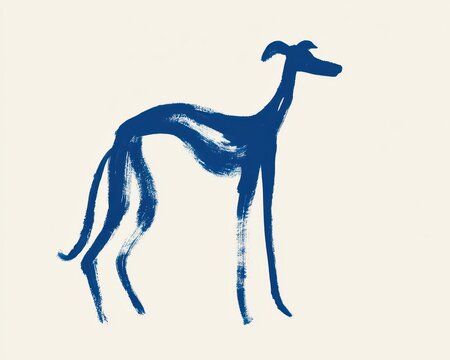 Minimalist brush stroke illustration of a greyhound dog