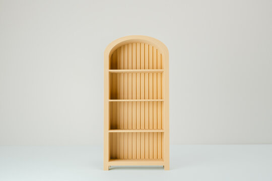 Minimalist Yellow Arched Bookshelf and Display Rack Mockup