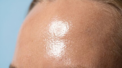 Fototapeta premium Macro Close Up of Oily Shiny Skin on Human Forehead for Dermatology Concept