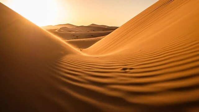 Serene Desert Dunes at Sunset - A Golden Landscape.