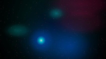 Abstract blue and green light flares in deep space © KurratulAin