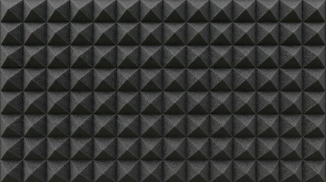 Dark geometric acoustic panels for soundproofing and interior design