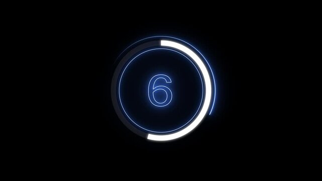 Glowing blue neon countdown timer 11 to 0 seconds . 11 seconds timer clock. and creating a stunning video.4k video