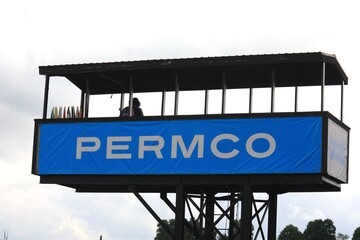 Fototapeta premium Start and finish podium at Mid-Ohio Sports Car Course, Lexington, Ohio, USA. Built in 1962, Mid-Ohio Race Track is a road course racing track.