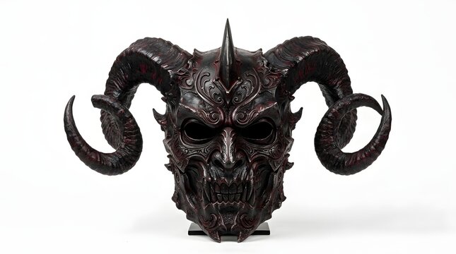 Demonic horned mask isolated on white background