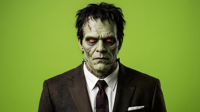 Frankenstein monster portrait in suit
