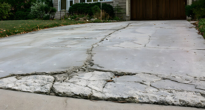 Concrete cracks on the driveway have been documented for planning home foundation repairs