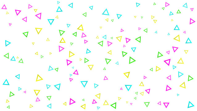 Abstract pattern of colorful geometric triangles on white background