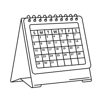 Desk Calendar Outline Illustration