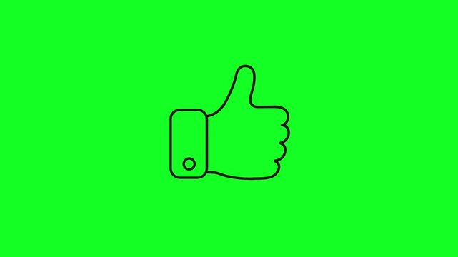 Neon Glowing Thumbs Up Like Icon Animation on Green Screen