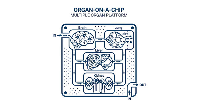 Organ-on-a-chip microfluidic device illustration